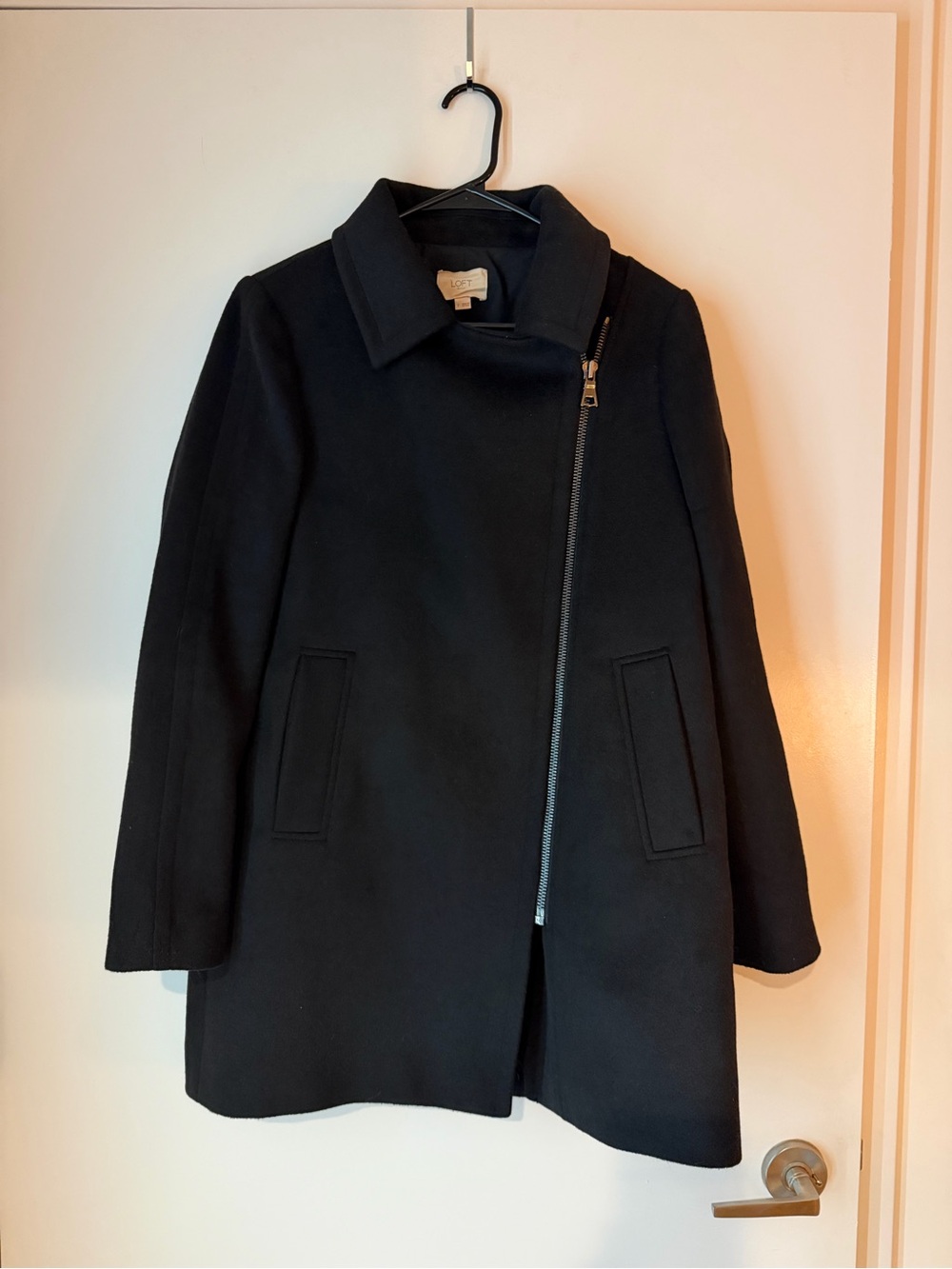Loft Black Pea Coat Asymmetric Black
